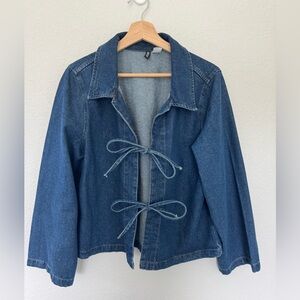 H&M Dark Blue Jean Jacket with Tie-Front